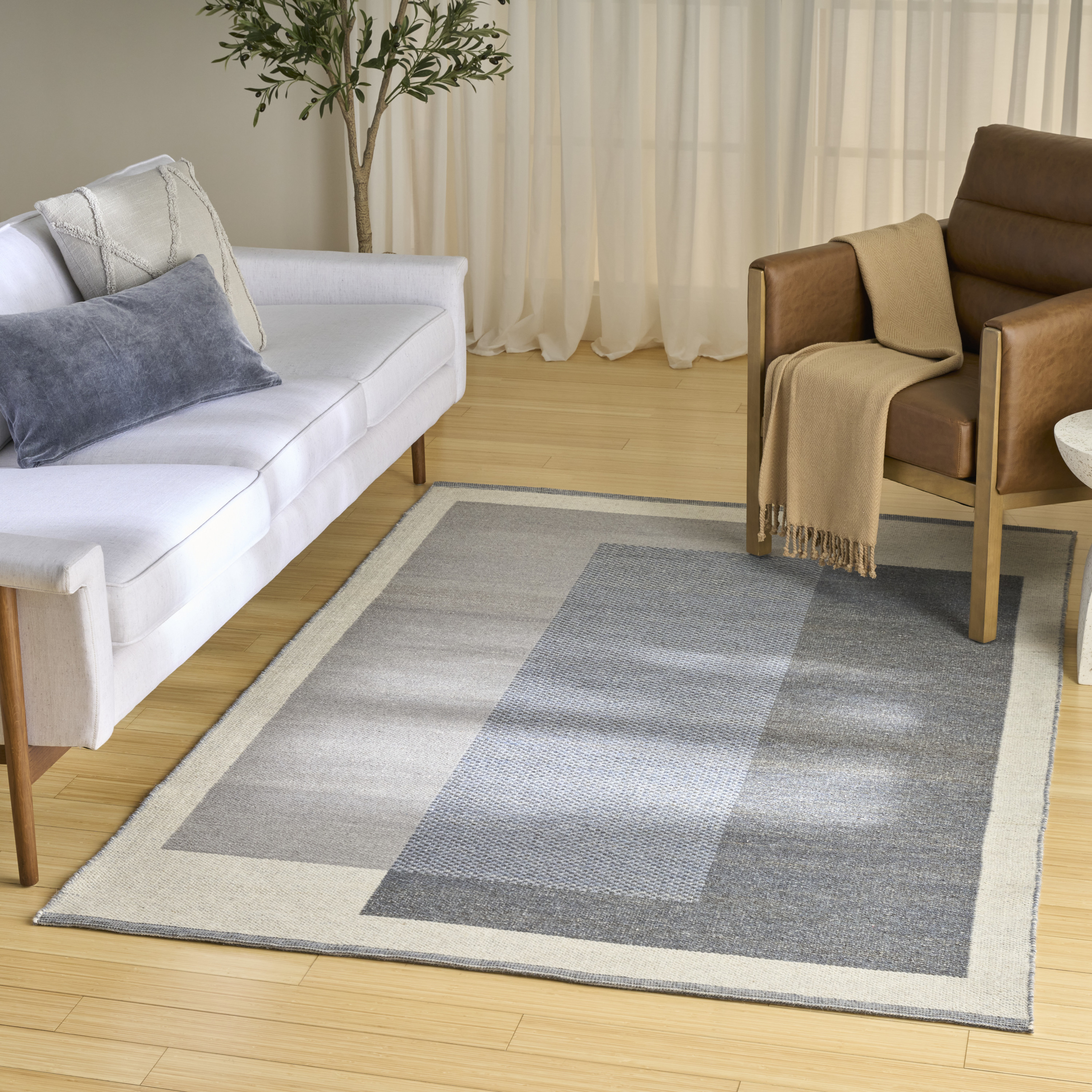Nourison Copenhagen 5' x 7' Ivory Blue Mid-Century Modern Indoor Rug