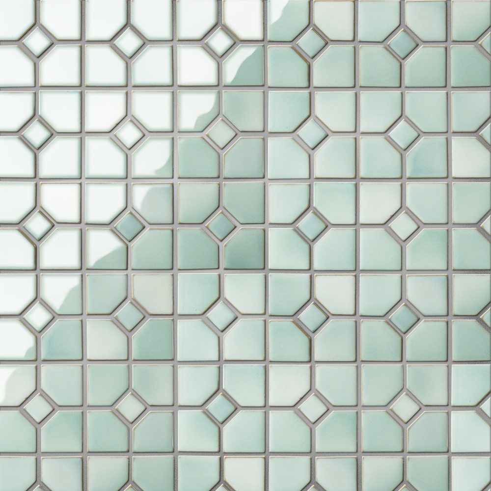Hudson Oxford Mint Green 11-3/8 in. x 11-3/8 in. Porcelain Mosaic Tile
