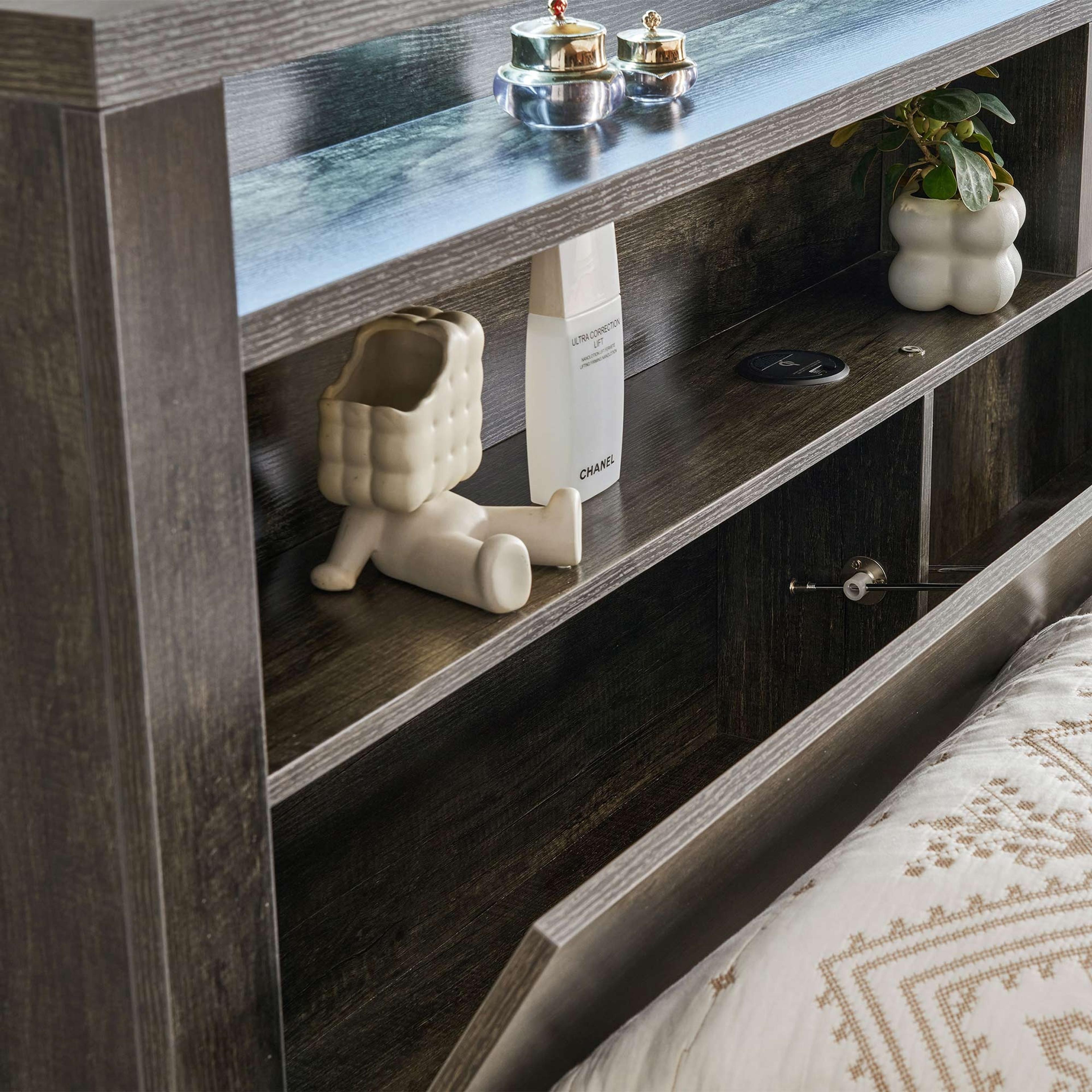 Detail image of the  Bellevue Bed Frame, Front Slat Gas Lift Base, Charcoal from Forty Winks