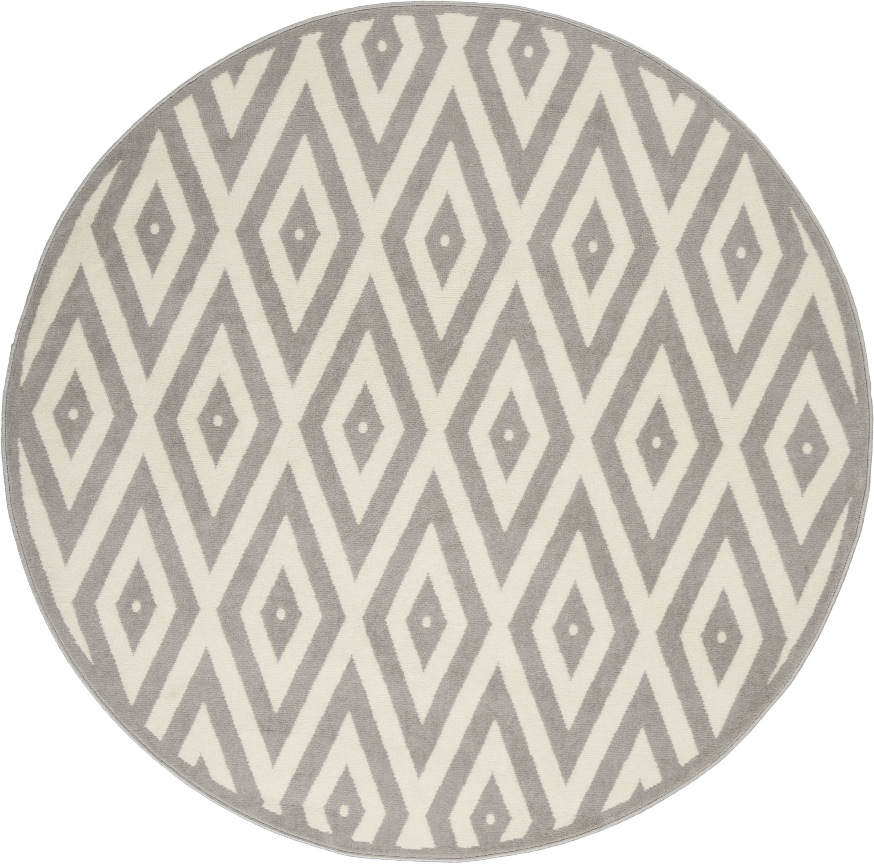 Nourison Grafix 5'3" x Round White/Grey Mid-Century Modern Indoor Rug