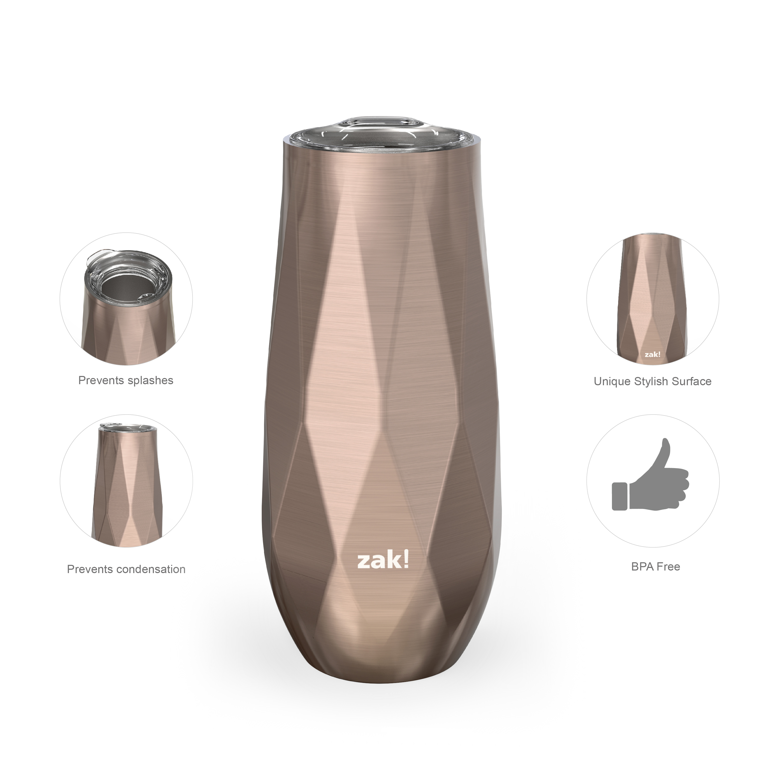 Fractal 9 ounce Vacuum Insulated Stainless Steel Tumbler, Rose Gold slideshow image 4 Fractal 9 ounce Vacuum Insulated Stainless Steel Tumbler, Rose Gold slideshow image 4