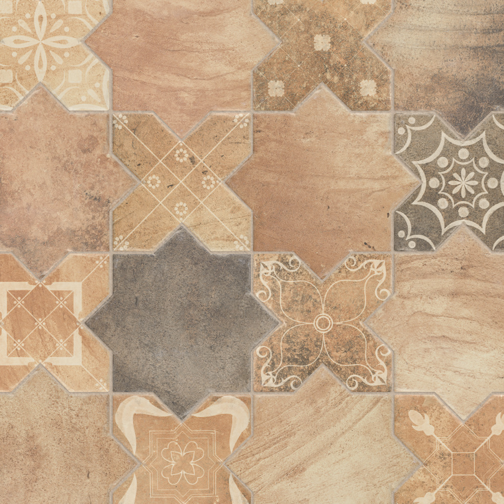 Tech Land Star Fire/Cross Fire Temple 6 in. x 12 in. Porcelain Floor and Wall Tile