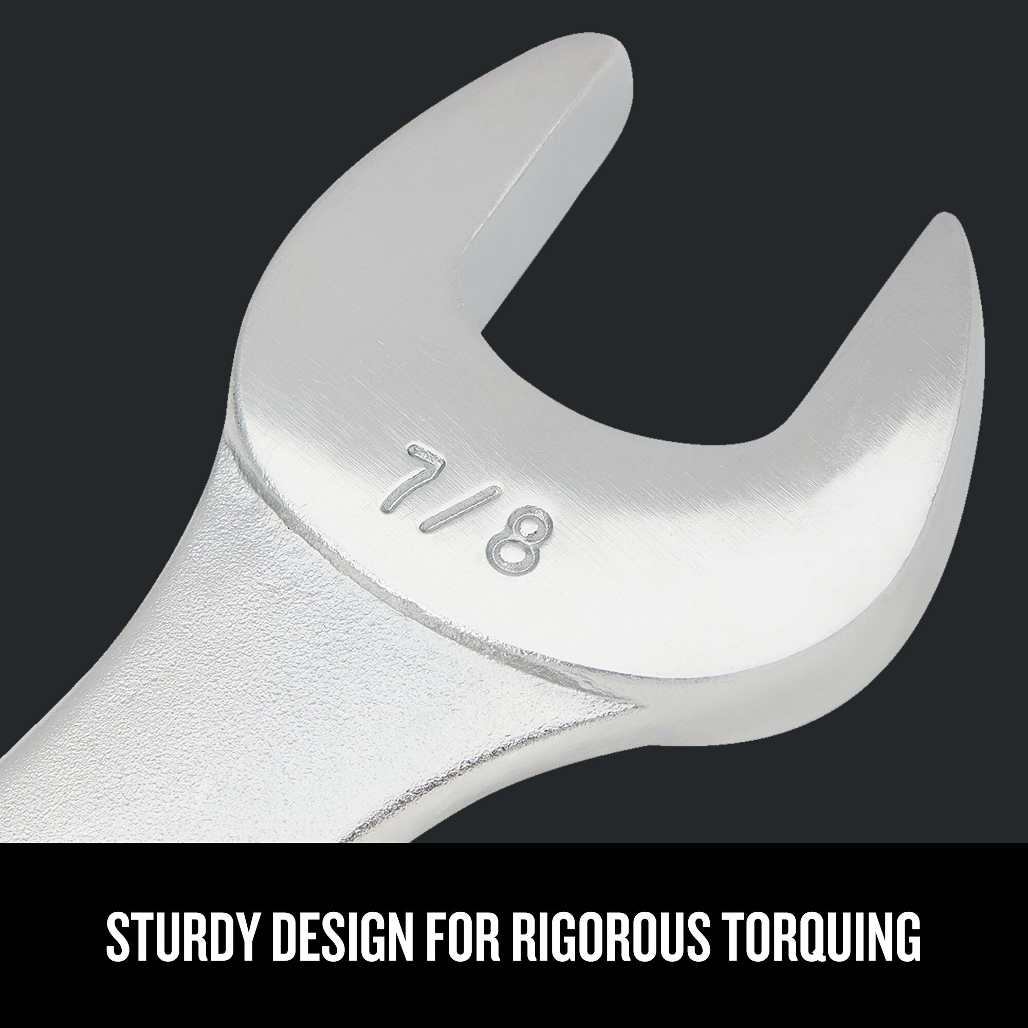 Close-up view of  a single Craftsman 12 pt. Wrench showing sturdy design for rigorous torquing.