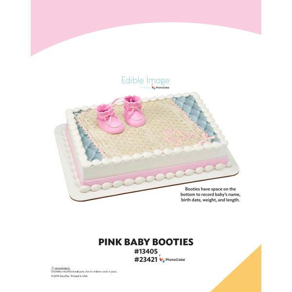 Pink Baby Booties The Magic of Cakes® PhotoCake® Enhanced Background Page