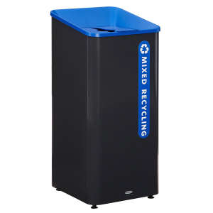 Rubbermaid Commercial, Sustain™, Mixed Recycling, 23 gal, Powder-coated Steel, Blue, Rectangle, Receptacle