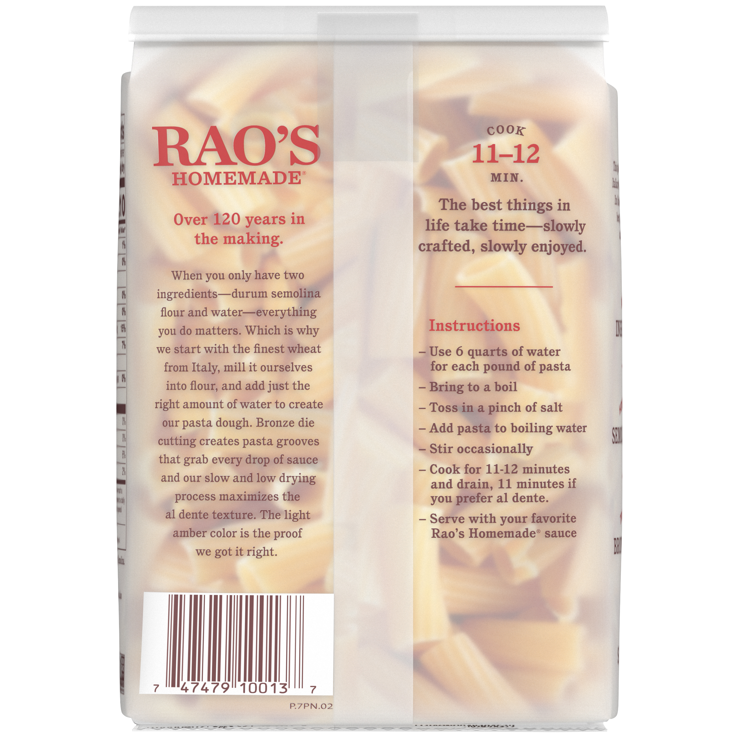 Rigatoni Pasta, 16 oz - Back Image