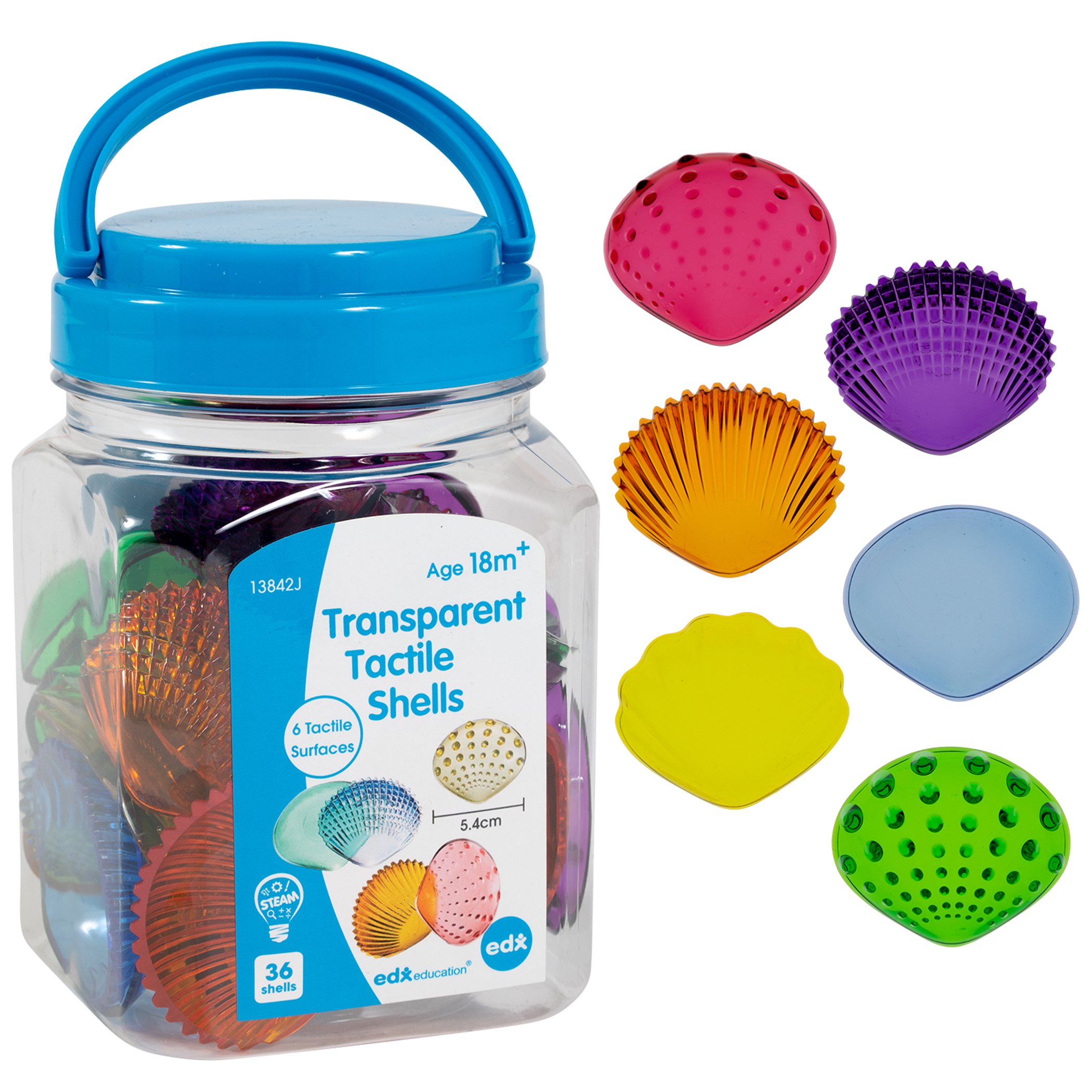 edxeducation Tactile Shells - Transparent - Mini Jar - Set of 36