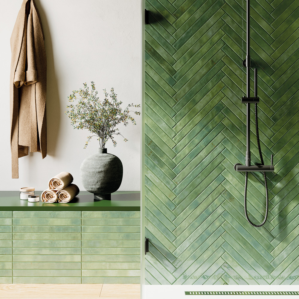 Scottsdale Green 1-7/8 in. x 17-3/4 in. Porcelain Floor and Wall Tile