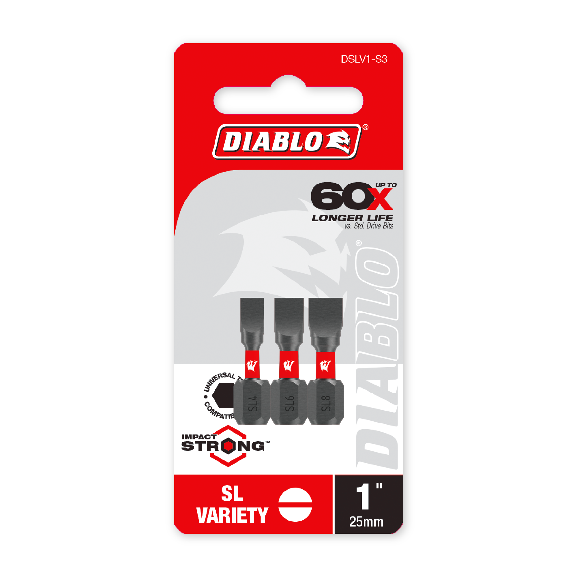 Diablo 1 in. Slotted Drive Bit Variety Pack in its retail packaging, ready for the job box or tool bag