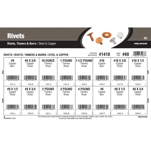 Rivets, Tinners & Burrs Assortment (Steel & Copper Varieties)