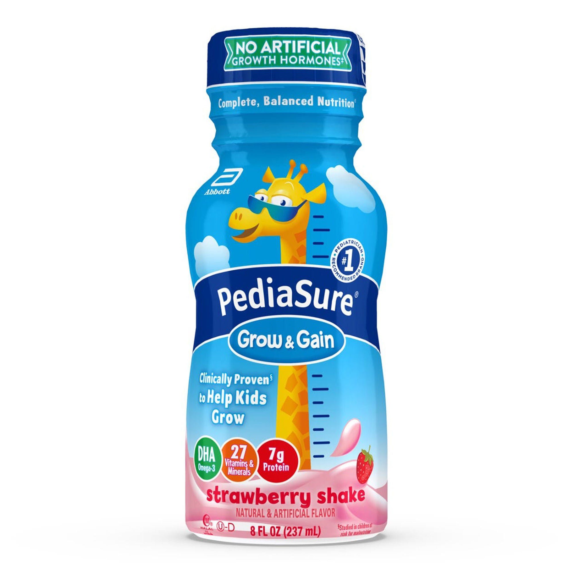 PediaSure® Grow & Gain Strawberry Shake, 8-ounce bottle