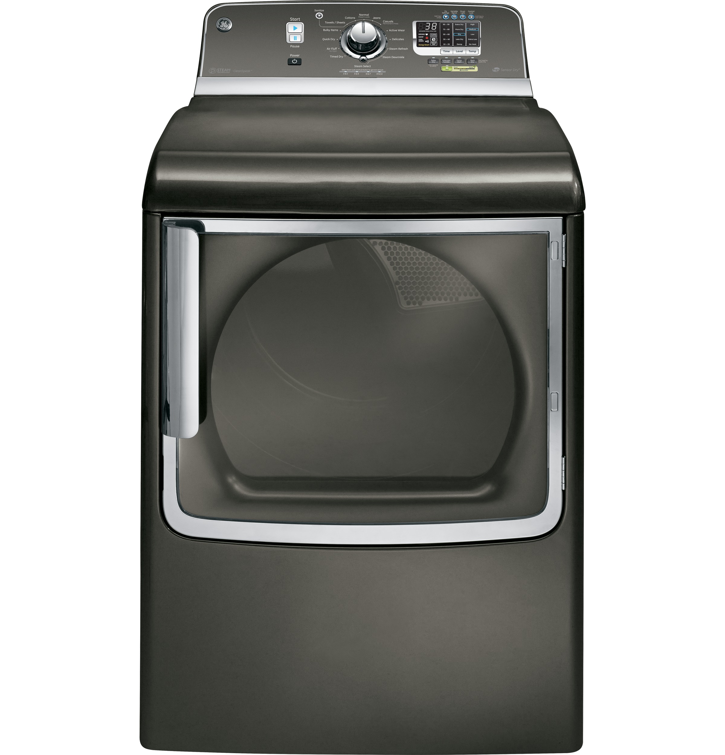 GE® 7.8 cu. ft. capacity gas dryer with stainless steel drum and steam