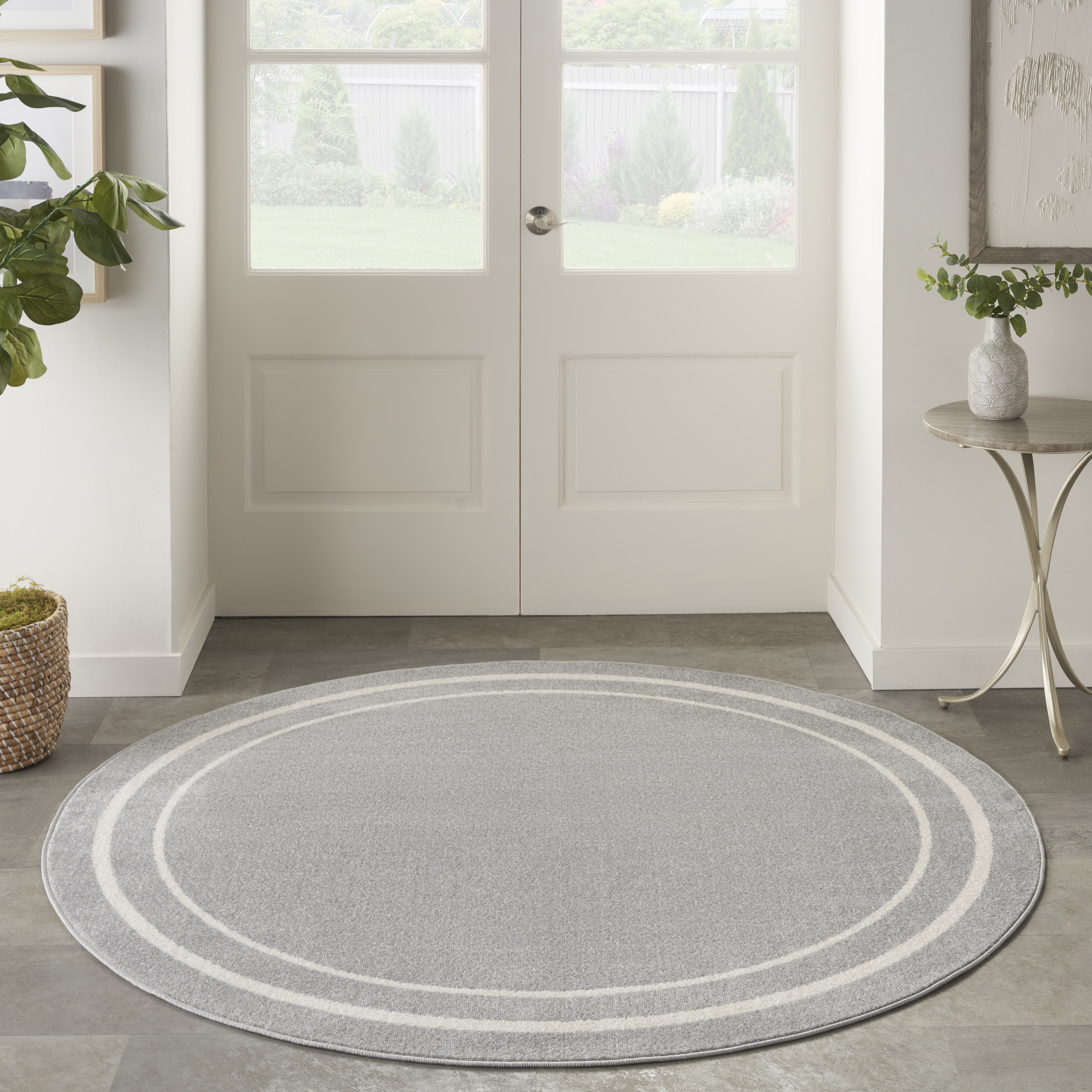 Nourison Nourison Essentials 6' x Round Grey Ivory Contemporary Rug