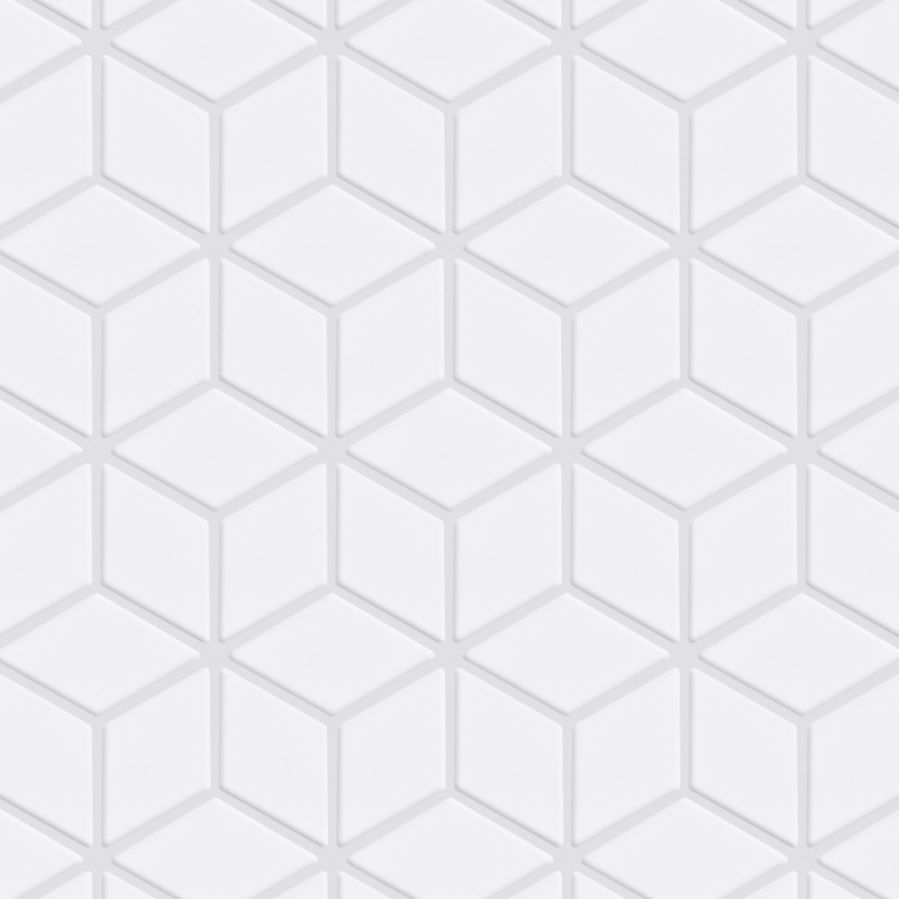 Hudson Rhombus Matte White 10-1/4 in. x 11-3/4 in. Porcelain Mosaic Tile