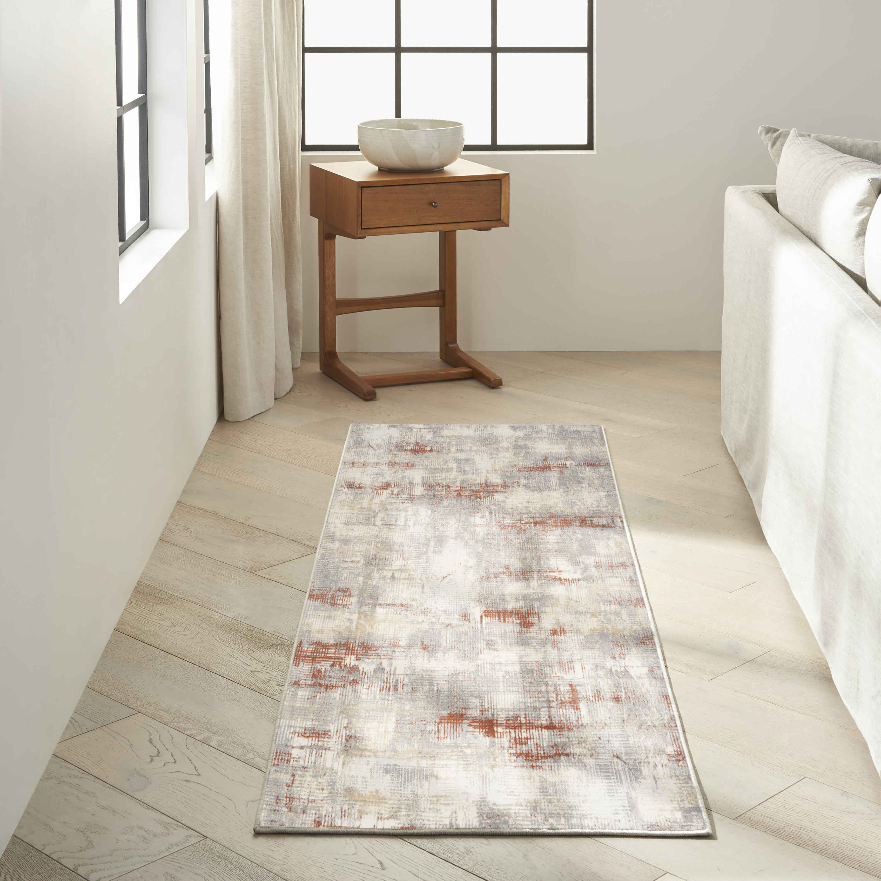 Calvin Klein CK950 Rush 2'3" x 7'3" Ivory Multicolor Modern Indoor Rug