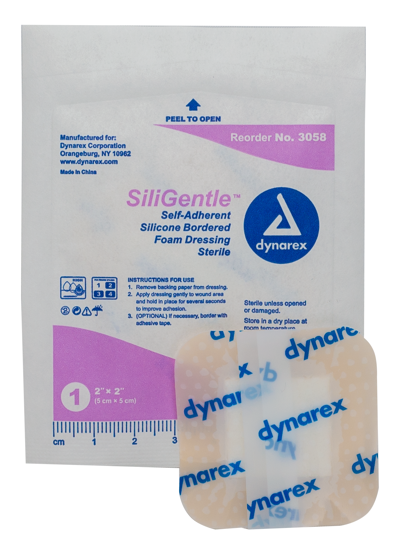 SiliGentle™ Silicone Bordered Foam Dressings - 2 x 2in