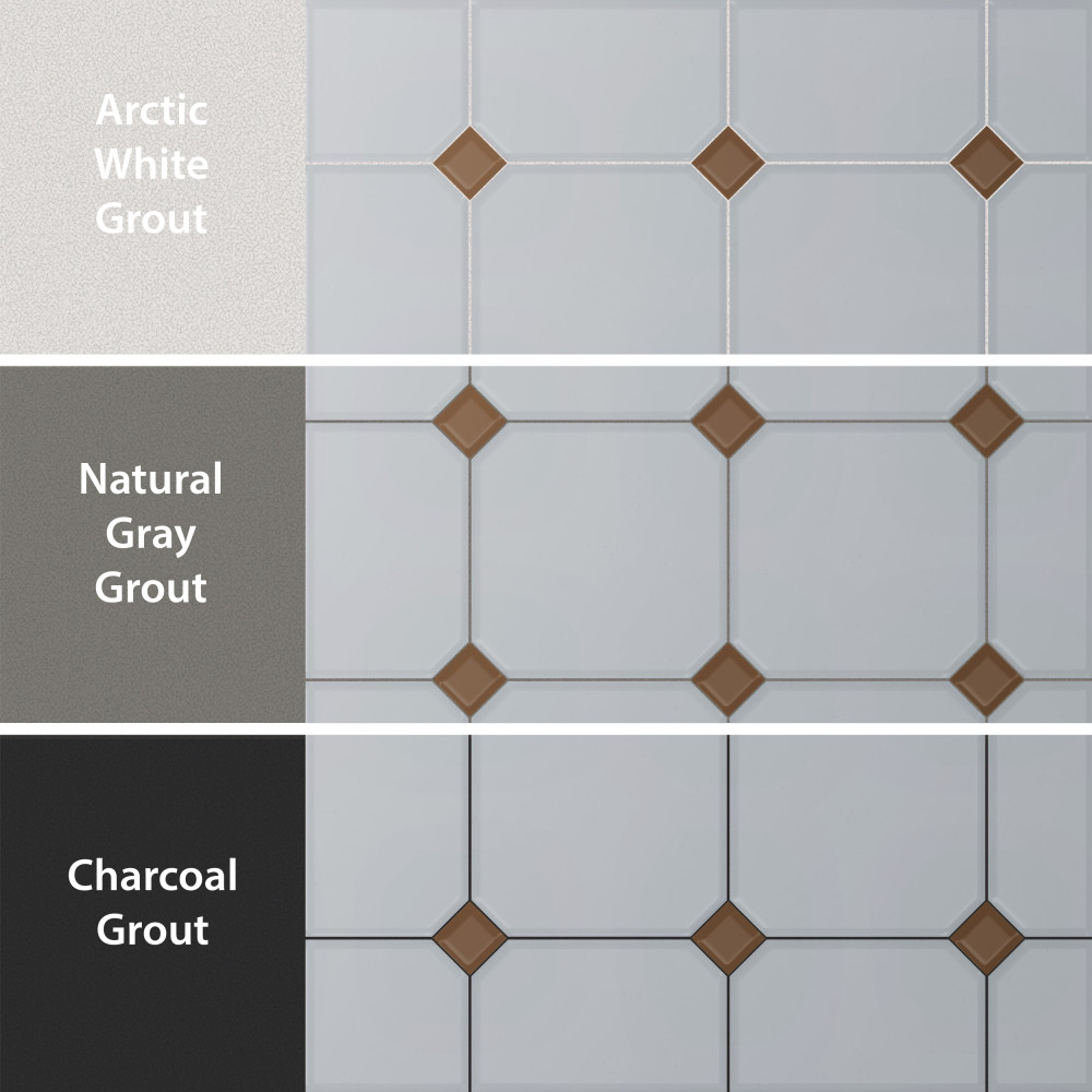 Vaudeville Octagon Humo with Taco Marron 7-7/8 in. x 7-7/8 in. Porcelain Floor and Wall Tile