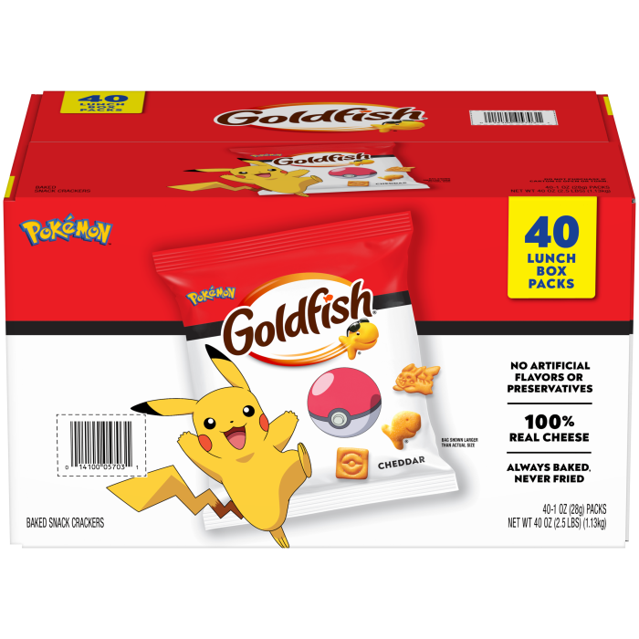 Pokémon  Cheddar Baked Snack Crackers, 40 count box
