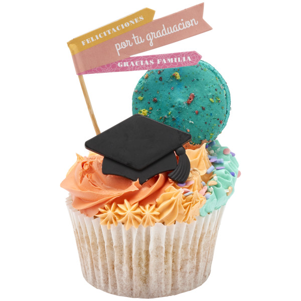 Black Grad Hat Cupcake Rings