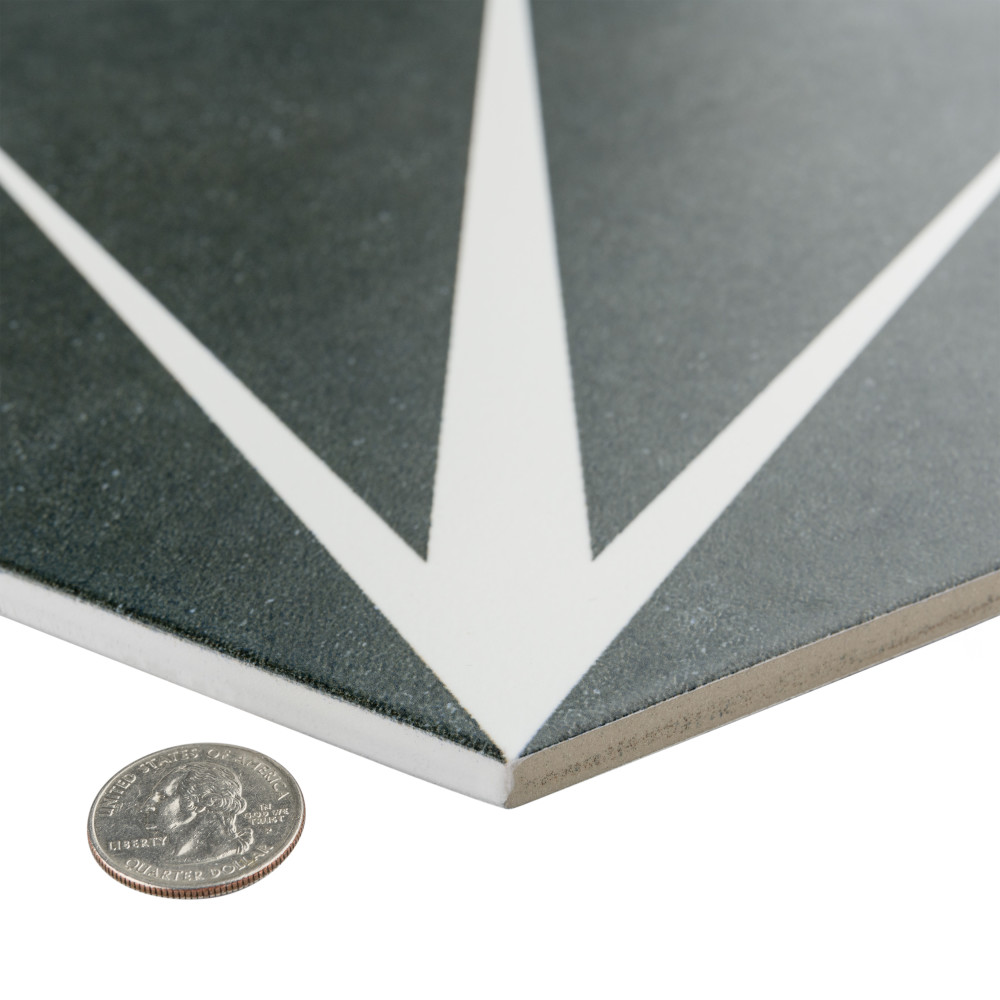 Trident Hex Nero 8-5/8 in. x 9-7/8 in. Porcelain Floor and Wall Tile