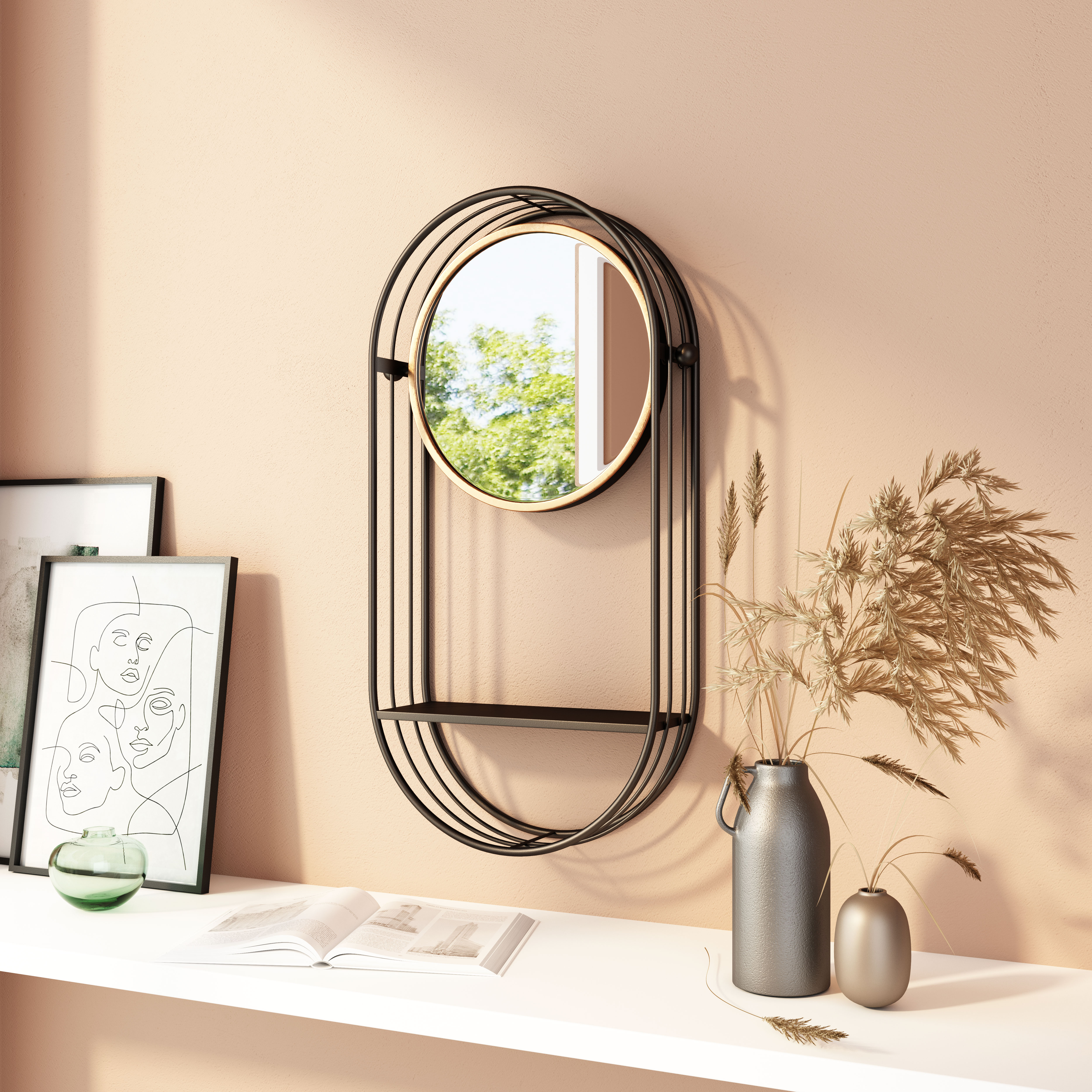 Saroni Mirror Shelf Antique Gray product image