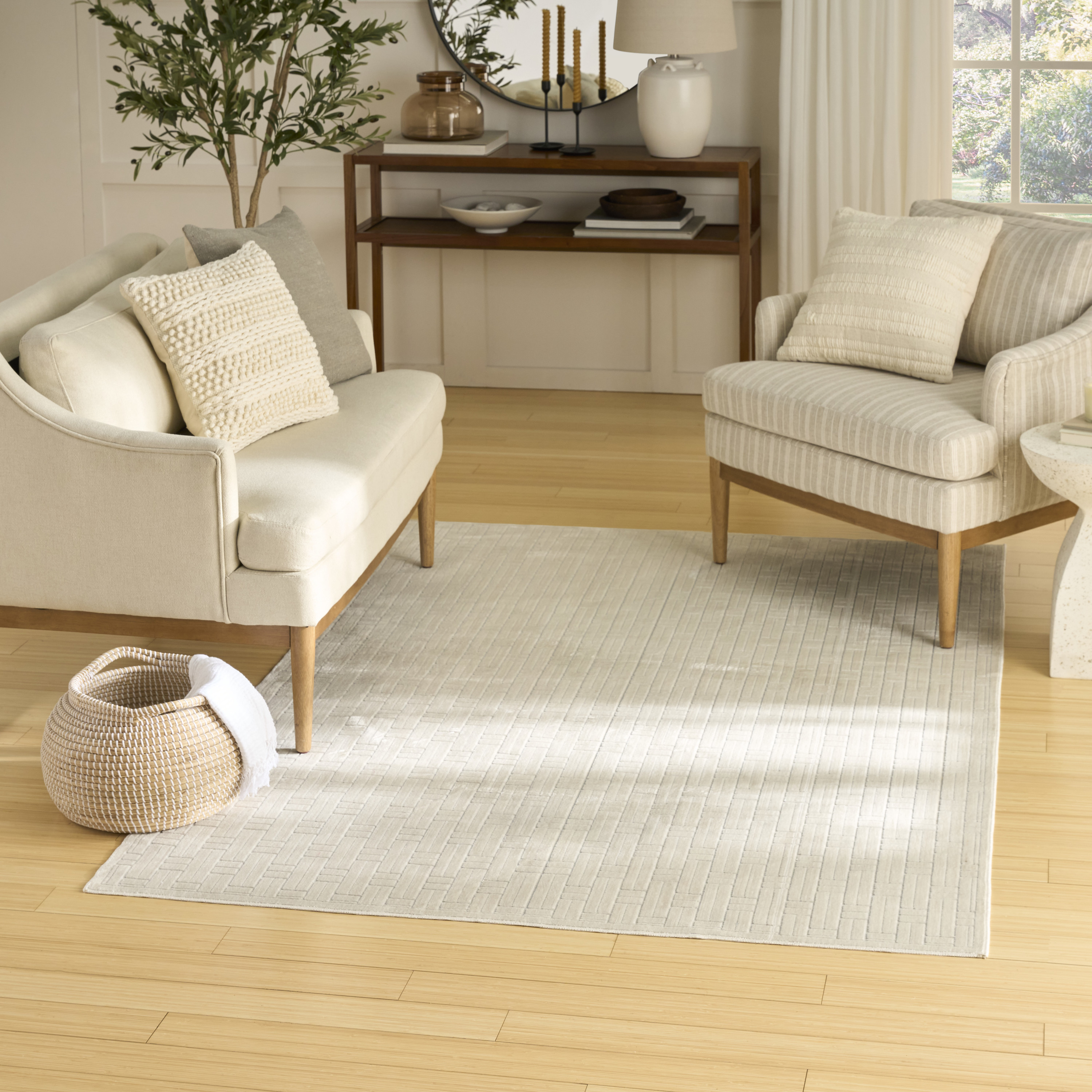 Nourison Washable Charm 5' x 7' Ivory Modern Indoor Rug