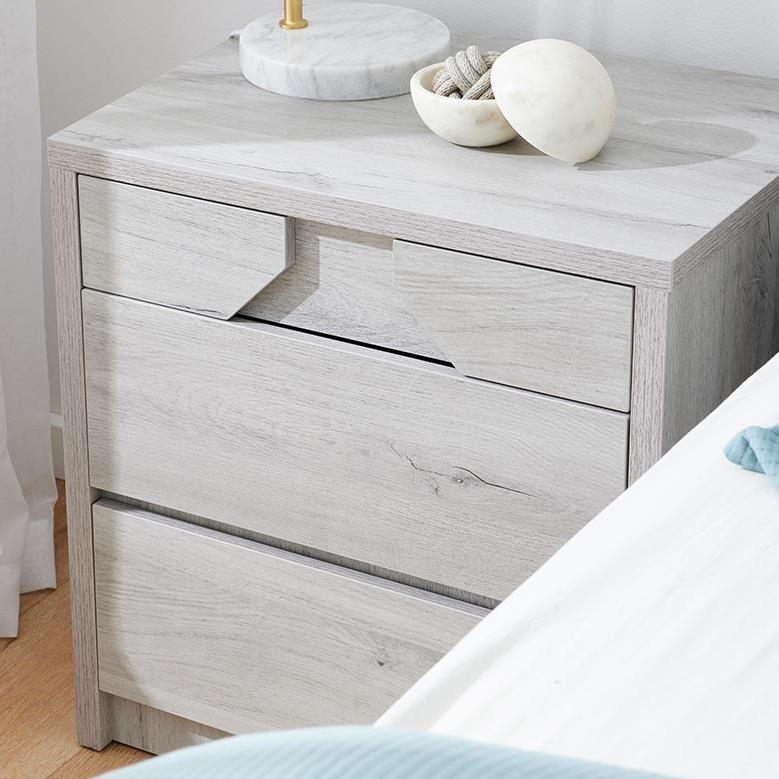 Lifestyle image of the  Sovereign Bedside Table (2 Drawer), Washed Grey from Forty Winks