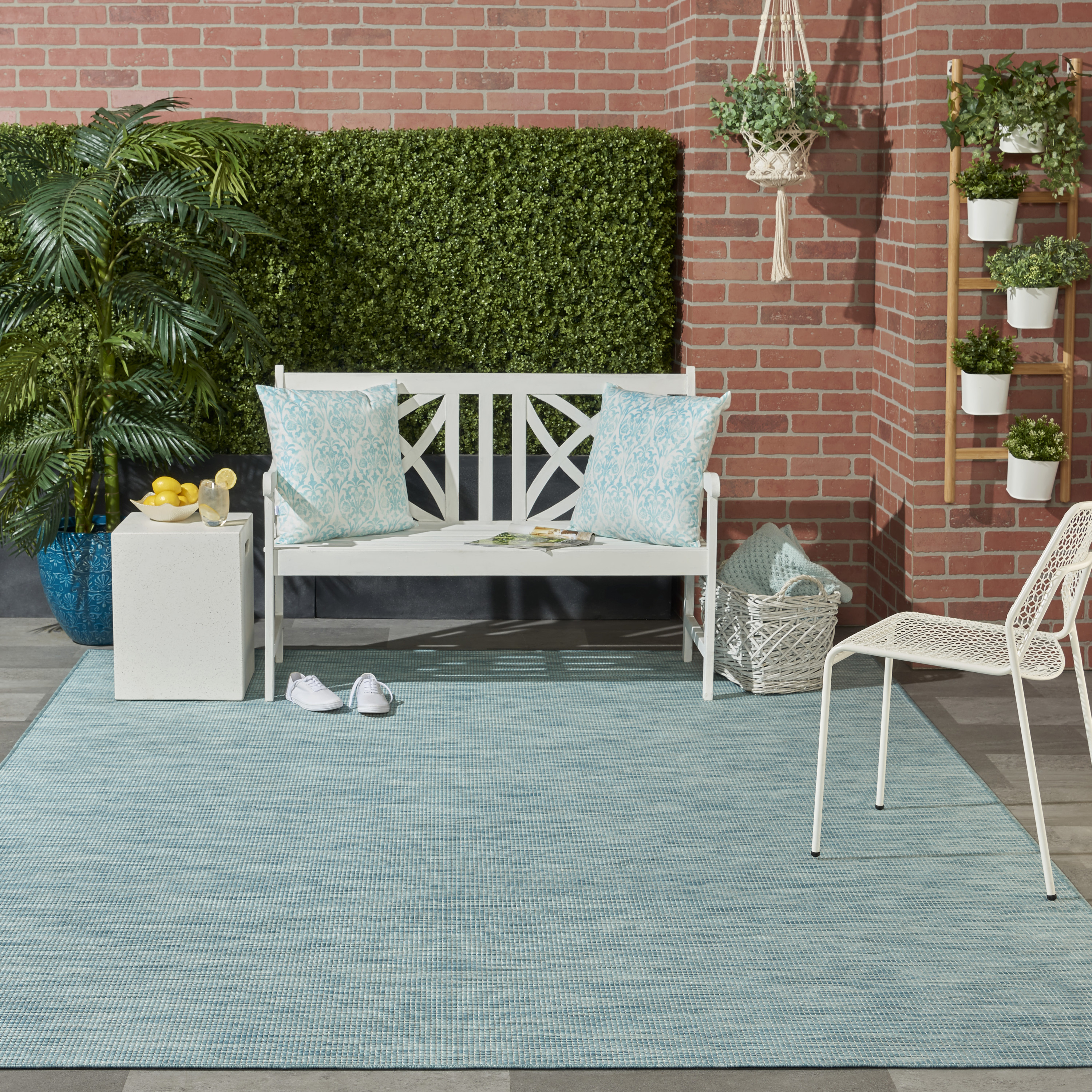 Nourison Positano 7' x 10' Aqua Modern Rug