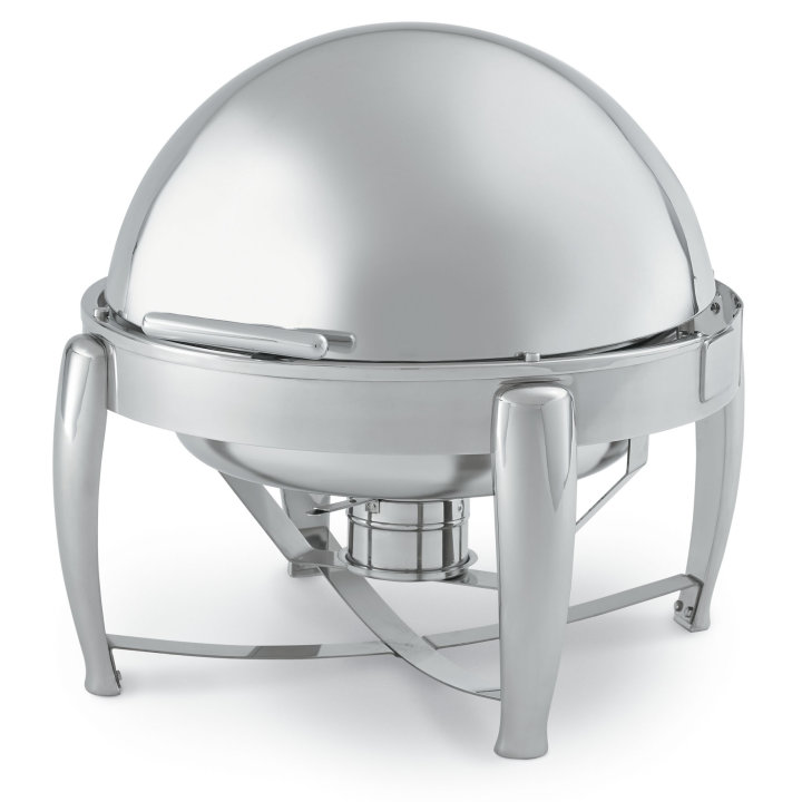 6-quart round D-Lux stainless steel chafer with dripless rolltop cover