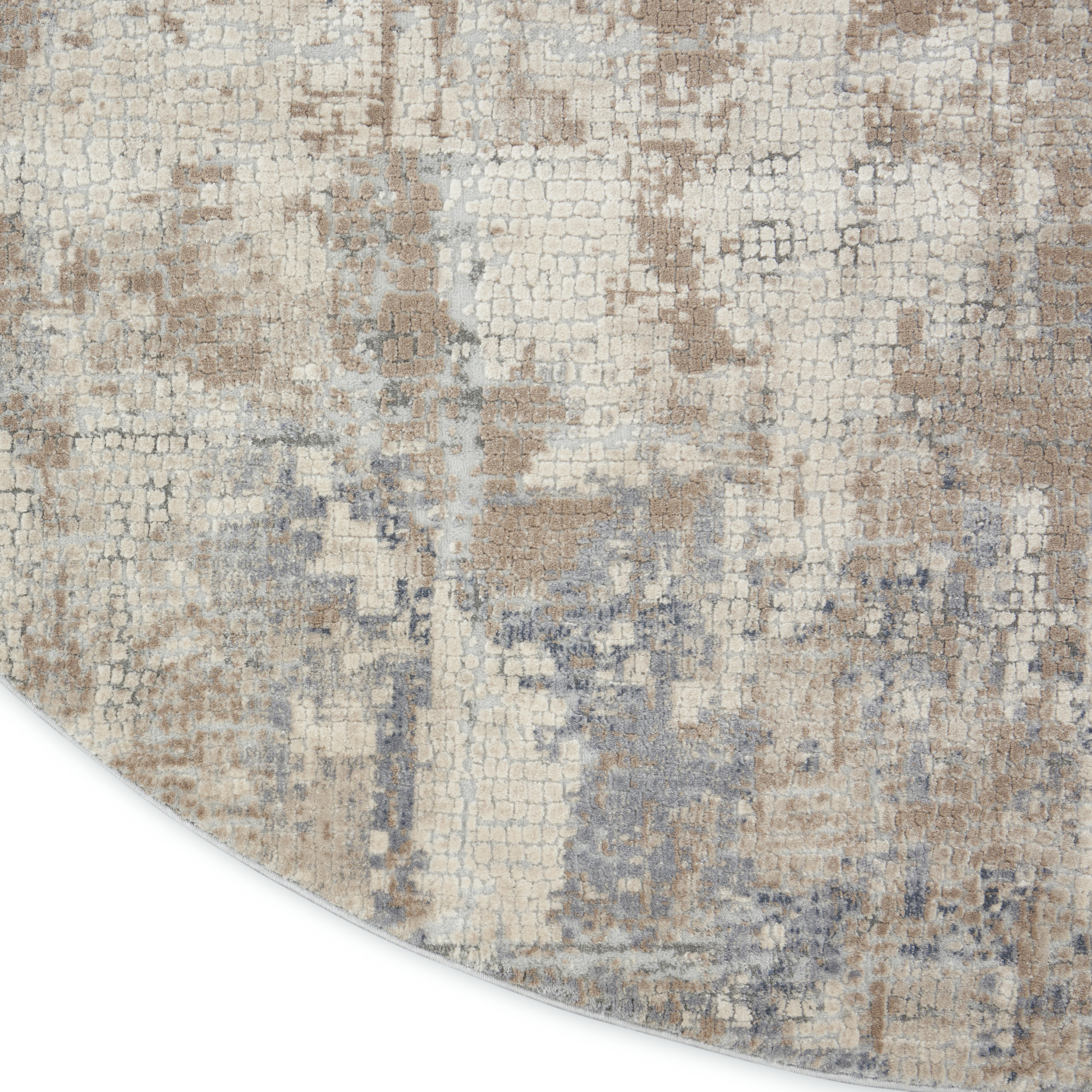 Nourison Rustic Textures 7’10” x Round Beige Grey Modern Indoor Rug