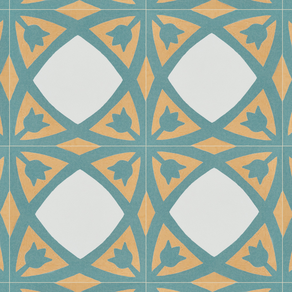 Revival Tulip 7.75x7.75 Square Ceramic Floor and Wall Digital Pattern