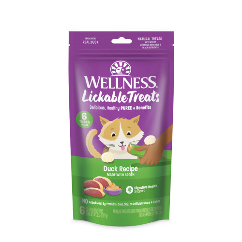 Wellness Lickable Treats Duck Recipe Made with Broth Front packaging