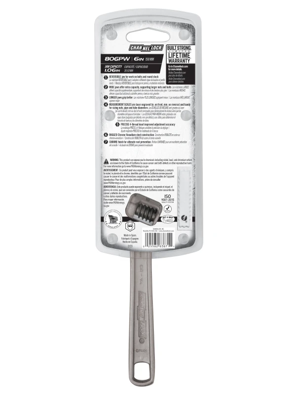 806PW 6-inch Reversible Jaw Adjustable Wrench