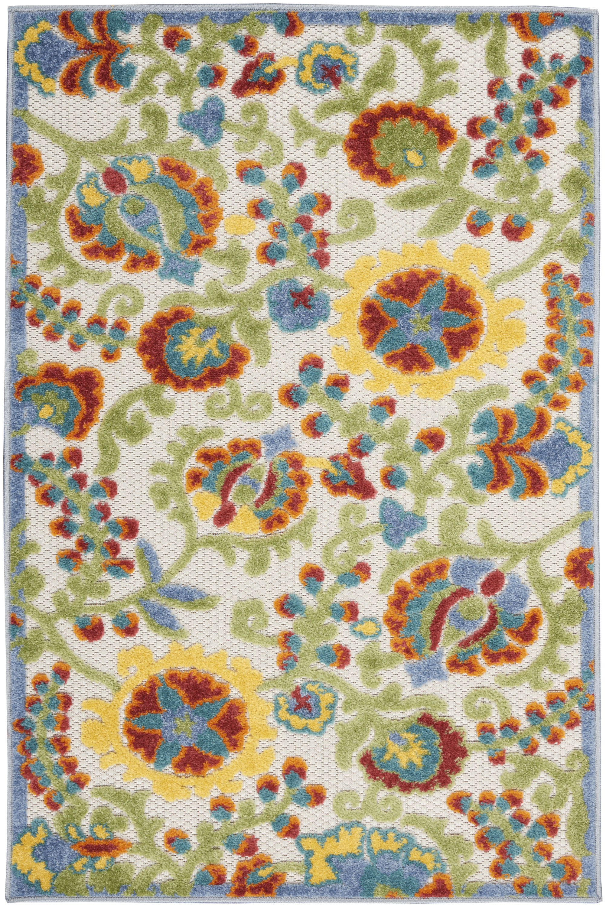 Nourison Aloha 2'8" x 4' Ivory Multicolor Farmhouse Rug