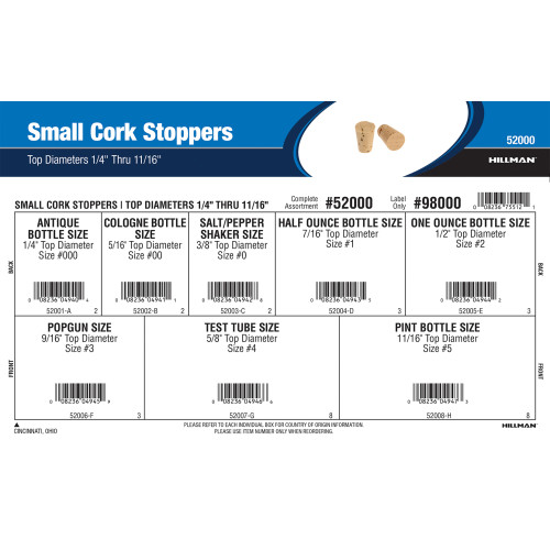 Small Cork Stoppers Assortment (Top Diameters 1/4