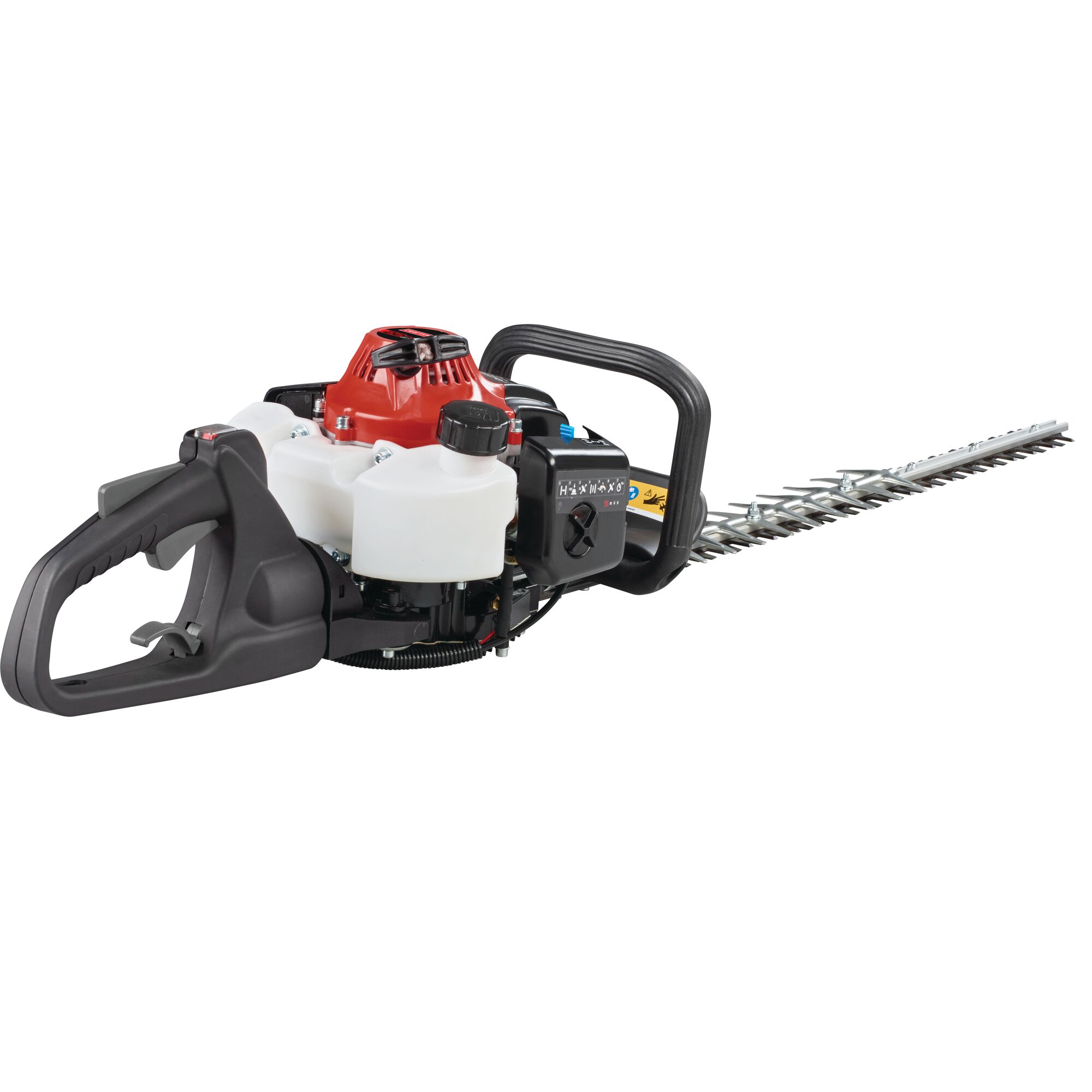 Profile of 22 inch 2 cycle gas hedge trimmer.