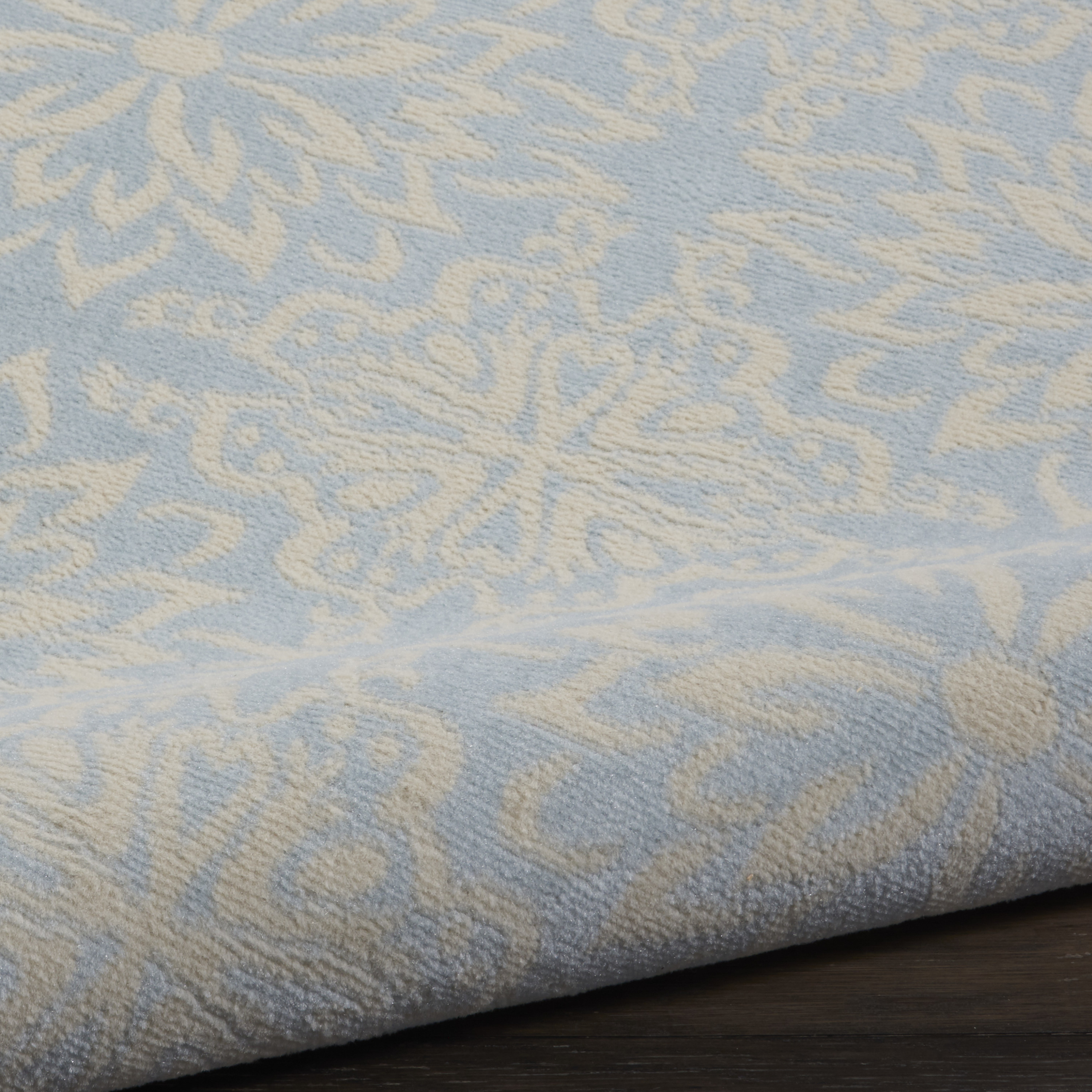 Nourison Jubilant 5'3" x Round Ivory Light Blue Farmhouse Indoor Rug