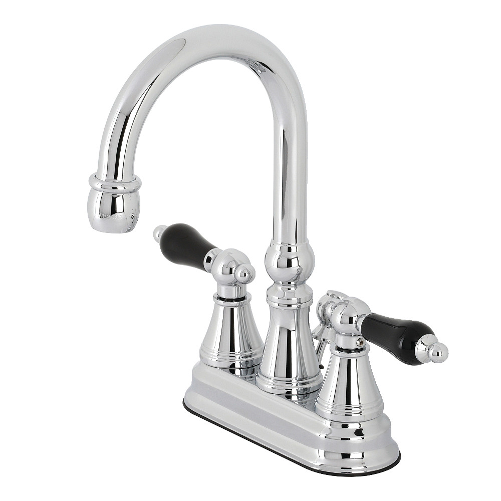 Double-Handle 4" Centerset Bathroom Faucet Polished Chrome with Brass Pop-Up, with 4 Finish Options