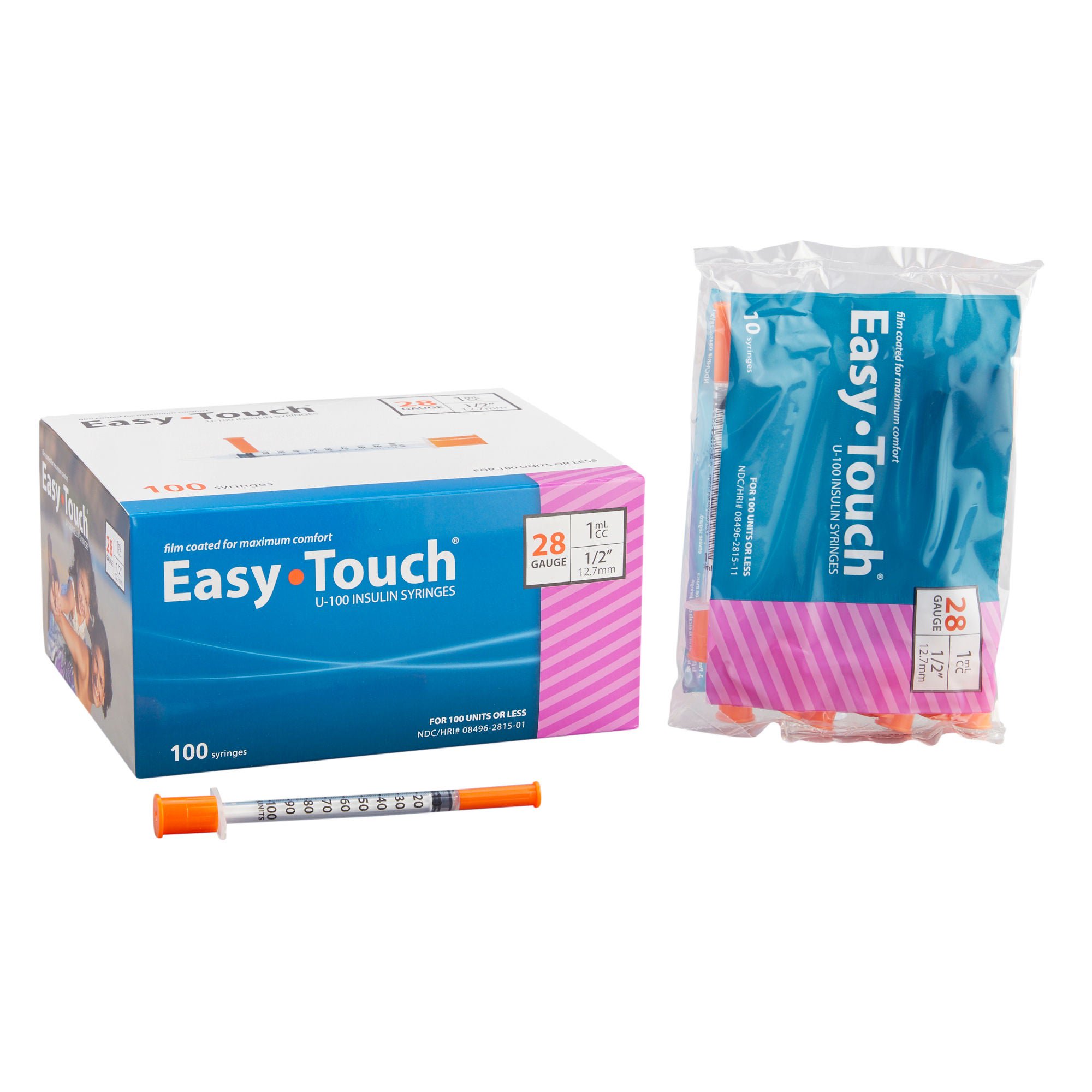 MHC Medical SYRINGE/NDL, EASY TOUCH 1CC 28GX1/2" (100/BX 5BX/CS)