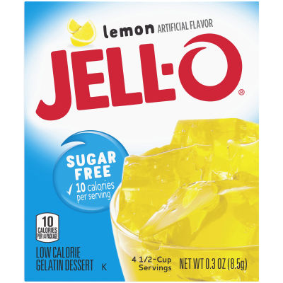 Jell-O Lemon Sugar Free Gelatin Dessert, 0.3 oz Box