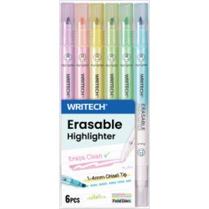 Dual Tip Erasable Highlighters, Pastel Colors, 6 Count