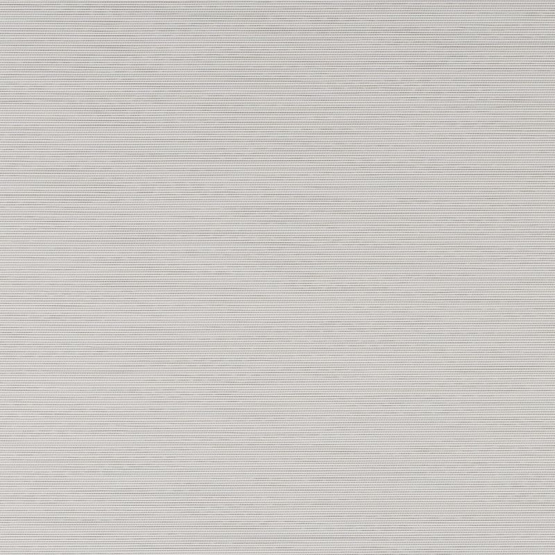 White fabric roller blind with fine horizontal ribbing, fully closed, filtering soft daylight and blocking the view, set against a neutral, softly lit interior.