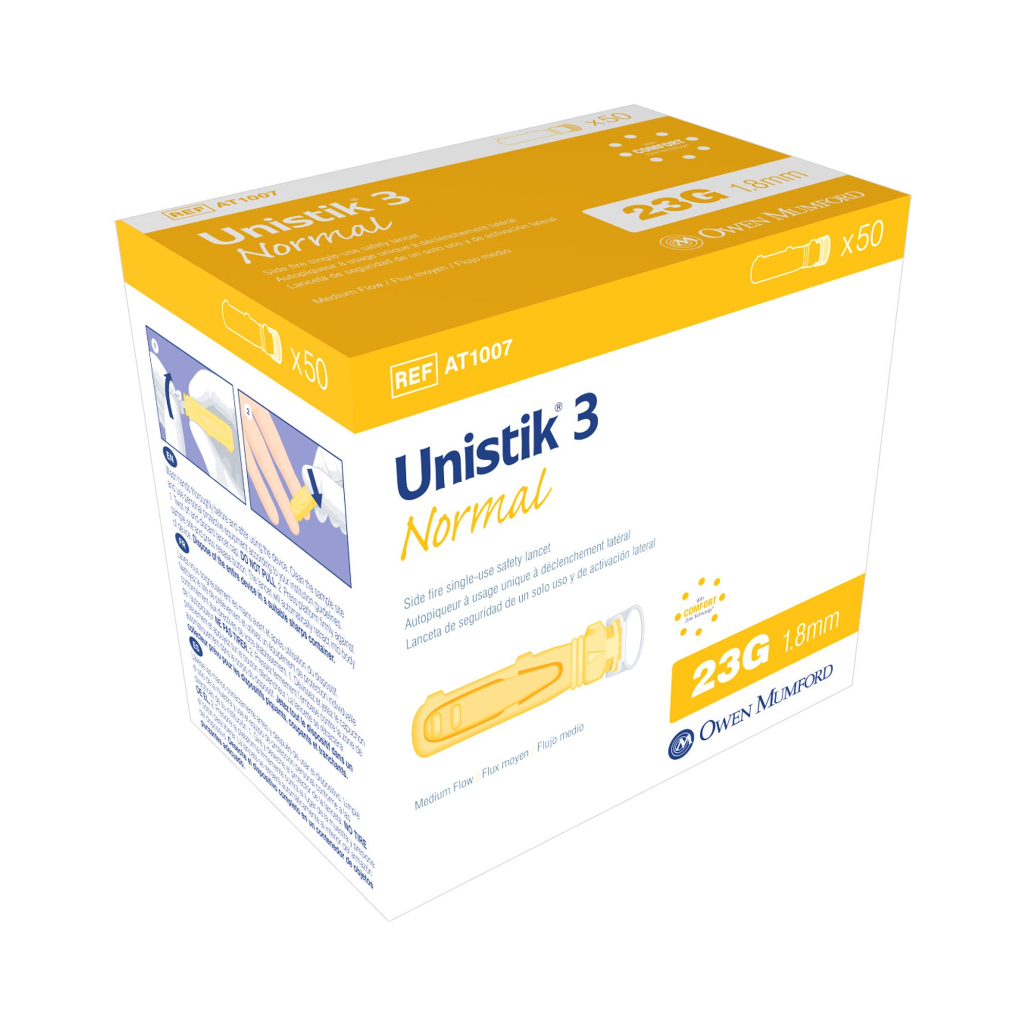 Unistik® 3 Normal Safety Lancet, 23 Gauge, 1.8 mm Depth