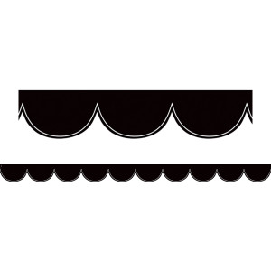 Black with White Scalloped Die-Cut Border Trim
