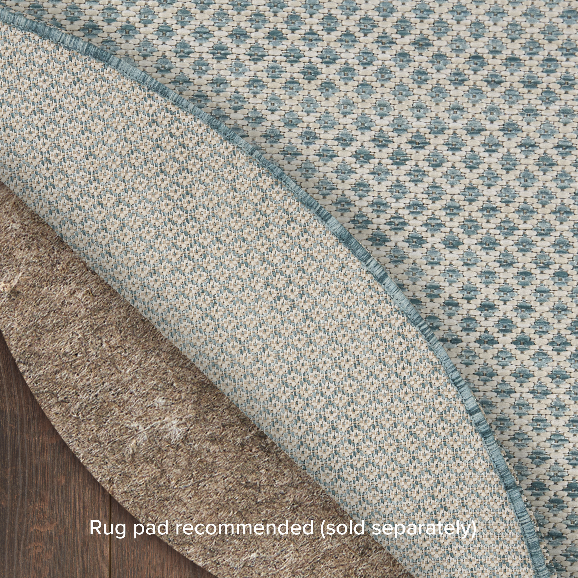 Nourison Courtyard 5' x Round Ivory Aqua Modern Rug