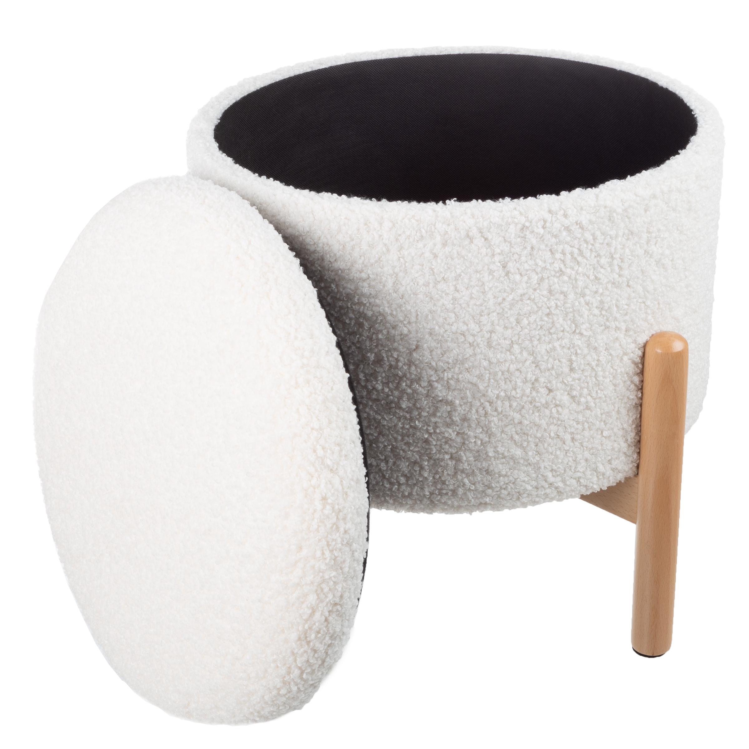 16.5" Storage Ottoman Round Sherpa Footrest or Storage Organizer - Picture 10 of 10