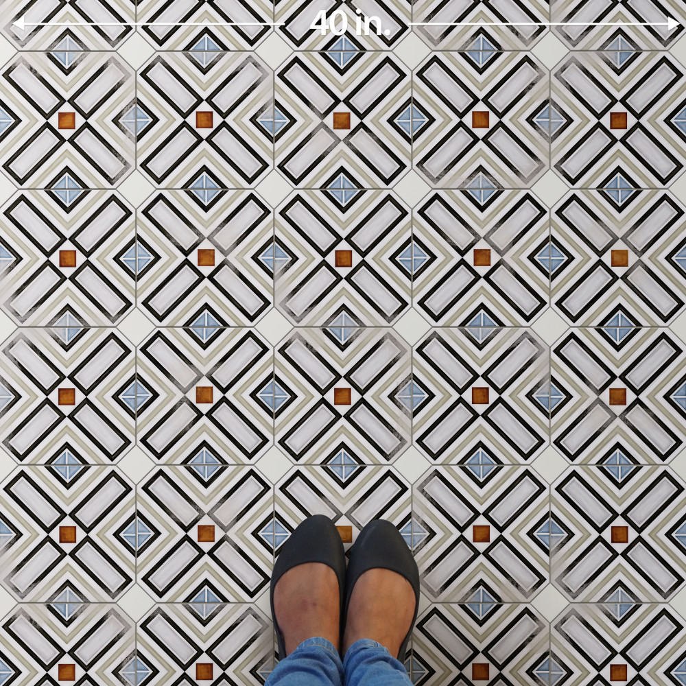 Vaudeville Octagon Deco Ritter with Taco Nacar 7-7/8 in. x 7-7/8 in. Porcelain Floor and Wall Tile