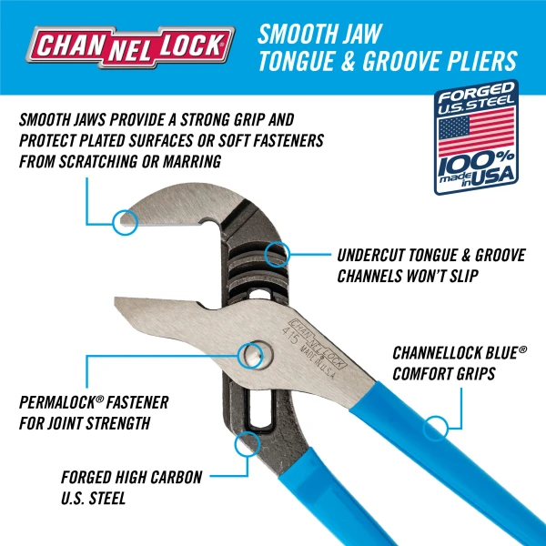 415 10-inch Smooth Jaw Tongue & Groove Pliers