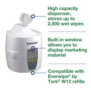 Tork, Everwipe Centerfeed Wet Wipe Dispenser, White