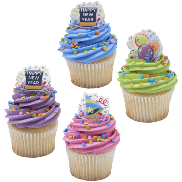 Happy New Year Confetti Cupcake Rings